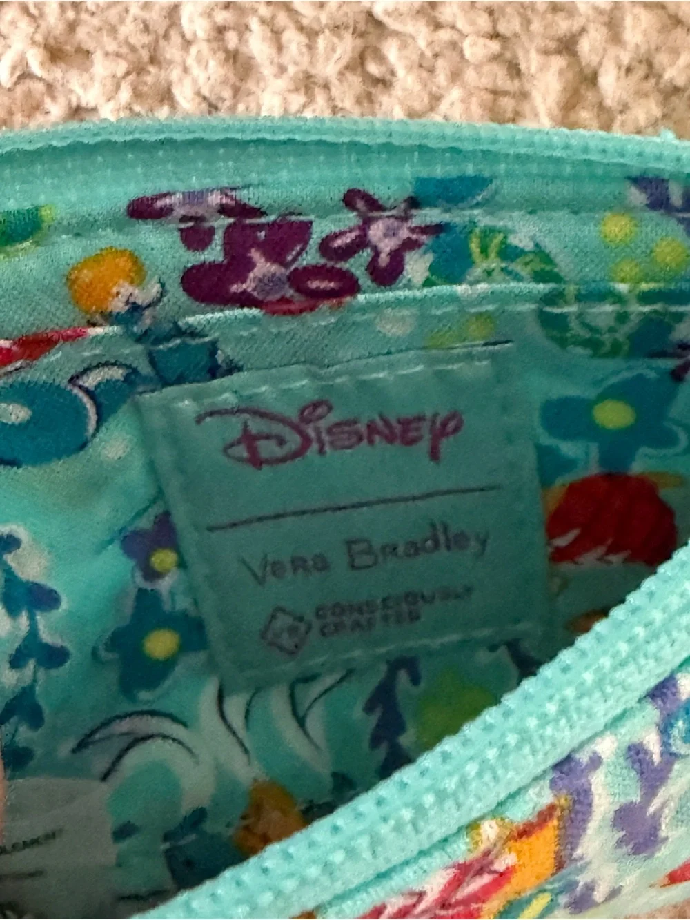 Vera Bradley Teal Disney Little Mermaid Card Holder with Keyring